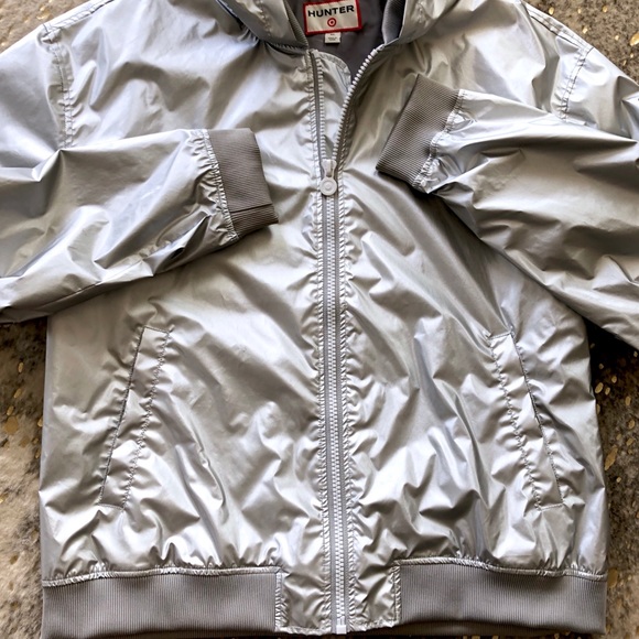 Hunter Silver Hooded Windbreaker Jacket Size XL - Picture 5 of 8